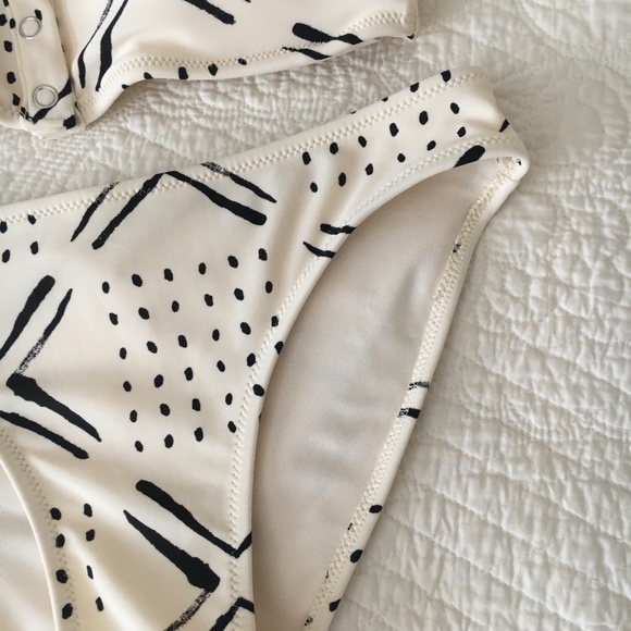 American Eagle Aerie Henley Bandeau Bikini Natural Print XS/S Swimsuit Set - Picture 3 of 16